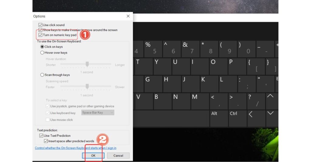 How to Enable the Numeric Keypad on the On-Screen Keyboard?