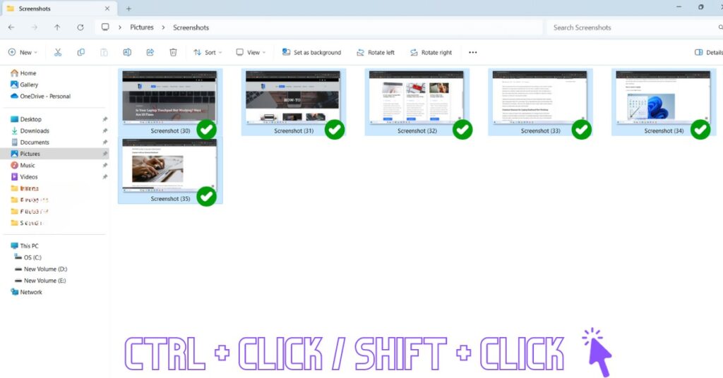 CTRL + Click Shift + Click Select Multiple Items